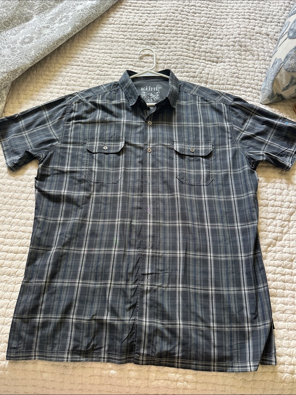 Kuhl  Blue gray Plaid Short Sleeve Shirt Style# 7153 Eluxur Response
